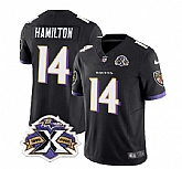 Men & Women & Youth Baltimore Ravens #14 Kyle Hamilton Black 2023 F.U.S.E With Patch Throwback Vapor Limited Stitched Jersey,baseball caps,new era cap wholesale,wholesale hats